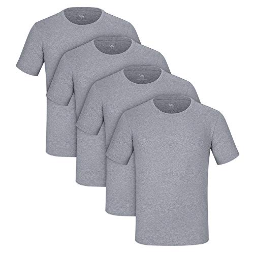 CAMEL CROWN Camiseta Manga Corta para Hombre, Pack de 4 Camisetas Básicas 100% Algodón Cuello Redondo para Ocio Deportivo Jogging Transpirables Cómodo Tops T Shirt