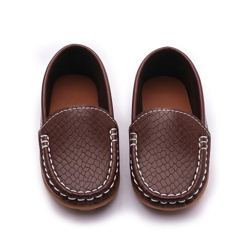 Image of Boys Loafers PU Leather Slip-On Toddler Dress Shoes Non-Slip Sole Kids Moccasins for School Events and Daily Wear