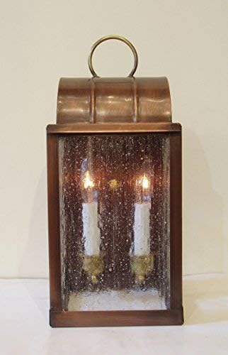 Solid Copper Rustic Wall Lamp, Sconce, Medium 1860" Antique Copper, Outdoor Wall Lantern, Exterior Light Fixture, Wall Mount Lighting Made in The USA. for Front Porch, Garage Doorway, Entryway.