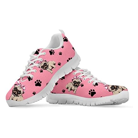 Howilath Bowknot Pug Dog Pink Ladies Zapatos para Caminar Cover