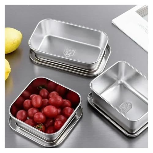 Bandeja rectangular de acero inoxidable con tapa para servir porciones de frutas en casa 6