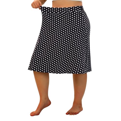 beroy Saias de corrida femininas plus size na altura do joelho com bolsos, Ponto preto e branco, 4X