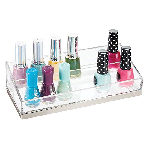 mDesign praktischer Kosmetik Organizer – dekorative Kosmetik Aufbewahrungsbox für Nagellack und Puder – Ablage mit 2…