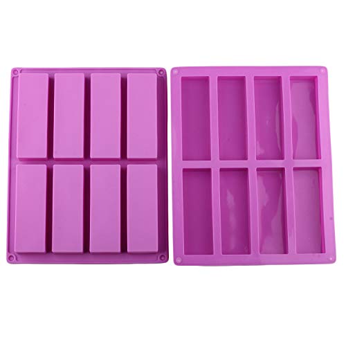 Mujiang 8 Cavity Large Rectangle Granola Bar Silicone Molds Nutrition Cereal Bar Molds Set of 2