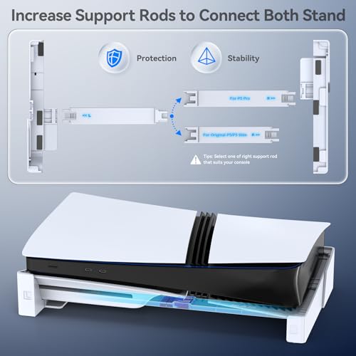 oivo ps5slimpro horizontal stand for disc amp digital console stable ps5 accessories base stand with upgraded support rods on bottom amp scalable design for playstation 4 console-white