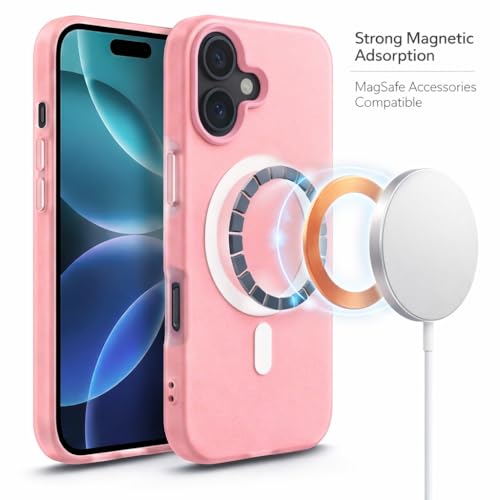 Image of Hupshy iPhone 16 Back Cover with Camera Protection Rings, Kickstand-Matte /Anti, Non-Slip, Camera Glass Protection,Transparent Shockproof Cover for iPhone 16 (Orange)