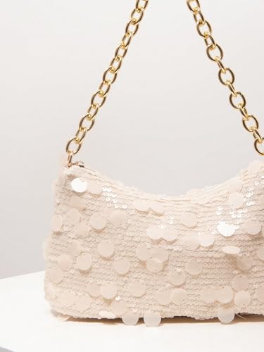 MakeMeChic Women's Party Club Glitter Sequin Hobo Bags Single Strap Shoulder Handbags3