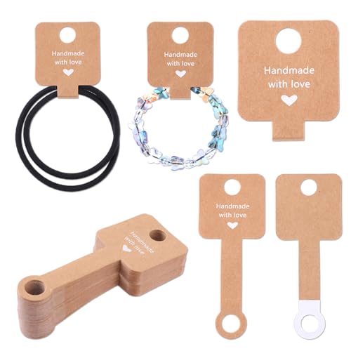 100 Stück Schmuck Display Karten Armband Ohrring Displaykarten, Kraftpapier Selbstklebenden