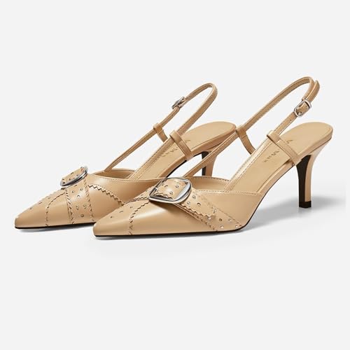 Image of MAVMAX Slingback Heels for Women Kitten Heels with Bow Pointed Close Toe Pumps Dress Party Heeled Sexy Wedding Shoes