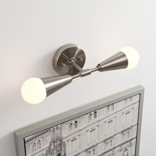 Image of BRIGHTTIA Vicky 2 Light Cone Socket Wall Sconce - Mid Century Modern Fixture for Wall & Ceiling - Minimalist Edison Lamp for Hallway and Bathroom Vanity - Brushed Nickel (BW0027-2N)