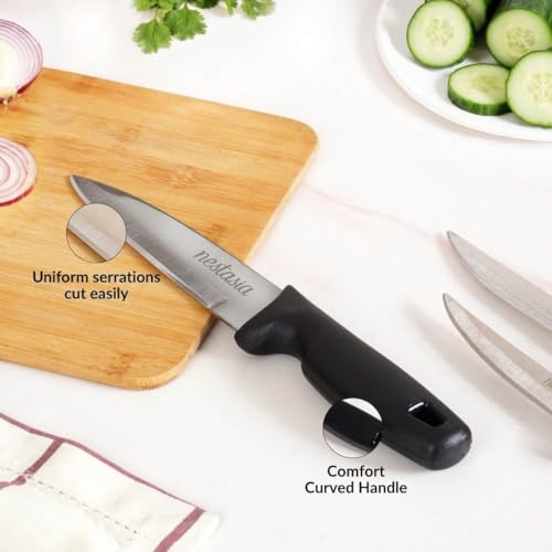 Image of Nestasia Stainless Steel Kitchen Knife Set of 3 for Home (10 Inch, 9 Inch, 8 Inch) - Rust-Resistant Sharp Vegetable Knife with Non-Slip Handle for Cutting, Chopping, Slicing & Cooking