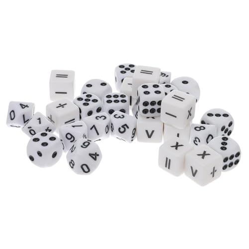 UKCOCO 30 Piezas Dados Educativos Acrílicos para Signos Matemáticos Auxiliares de Aprendizaje para Sumar Restar Multiplicar y Dividir Compacto y Seguro para Uso Prolongado