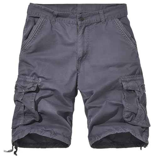 Short cargo en coton gris BOSREROY décontracté à plusieurs poches homme