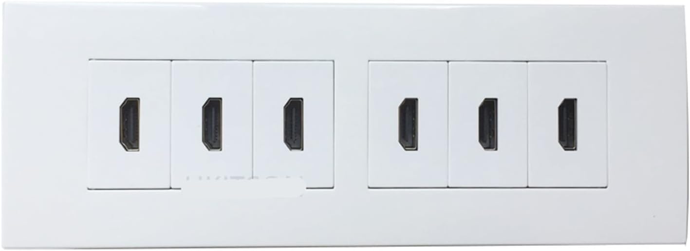 6-Port HDMI 2.0 Wall Plate Six-Socket HDMI Patch Panel Connector Female to Female Plug(Rectangle)