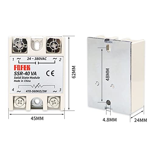 Relé de estado sólido SSR-40VA regulador para control de potencia industrial de 24-380VAC 2