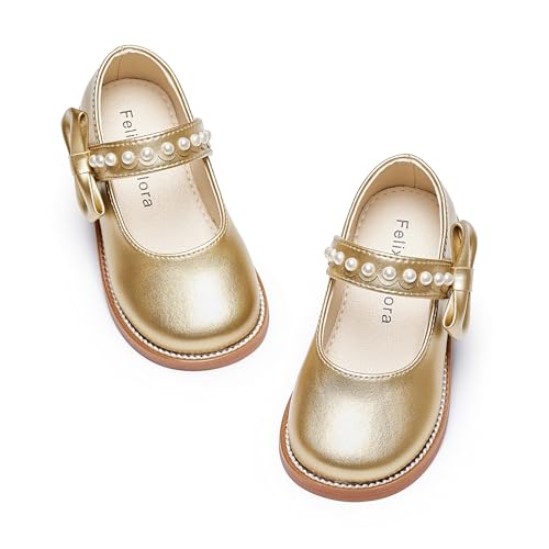 Image of Felix & Flora Toddler Girl Mary Jane Dress Shoes - School Oxford Flats for Girl Party Shoes.