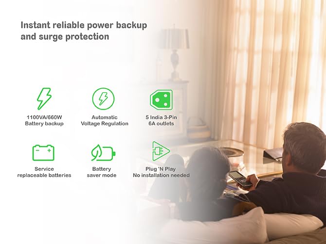 Image of APC Back-UPS BX1100C-IN 1100VA / 660W UPS | Backup for Desktop PC, WiFi Router & Home Office | 4 Power Backup Outlets | AVR Voltage Protection | 2 Year Warranty
