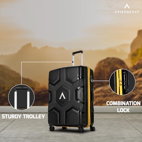 Image of Aristocrat Rock | Trolley Bag, 66 Cm, Medium Hardside Luggage | 4 Wheels, Combination Lock | Polypropylene | Suitcase for Travel | 7 Year International Warranty
