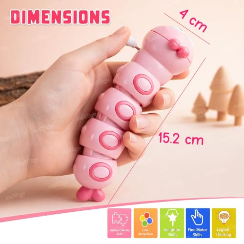 Image of Zest 4 Toyz Wind-Up Caterpillar Toy for Kids Insect Figurines Play Push Toy for Boys & Girls Random Color (Pack of 2)