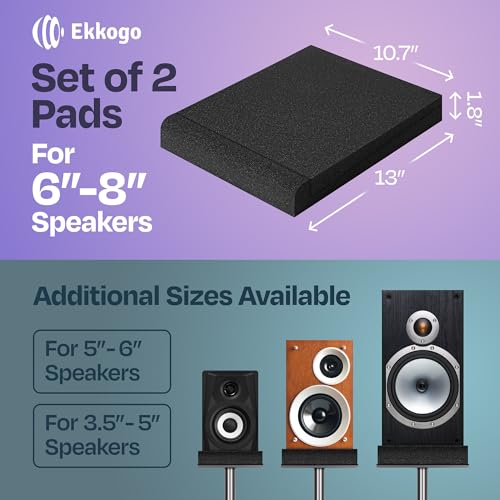 Image of Pair of Studio Monitor Isolation Pads Premium Acoustic Foam to Elevate Audio Ideal Speaker Foam for 6.5-8 Inch Speakers Enhanced with Vibredux HD Foam for Superior Isolation