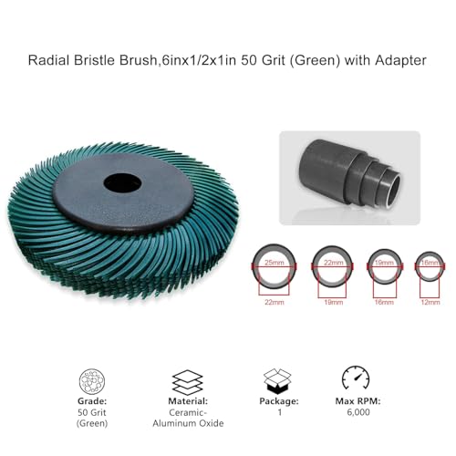 Image of Radial Bristle Brush, 6 in x 1 /2 in x 1 in, 80#, 1SET with Reduction Adapter