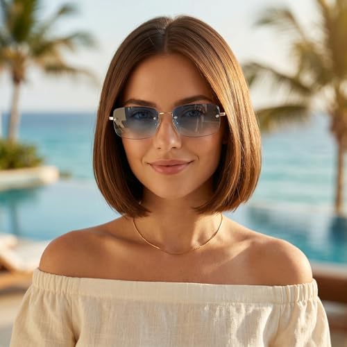 Image of The Fresh Minimalist Small Rectangular Sunglasses Clear Eyewear - Exquisite Packaging