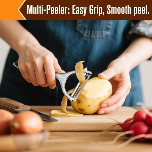 Leaflai Potato Peeler, Vegetable Y-Shape Peeler Stainless Steel with Ergonomic Non-Slip Handle & Sharp Blade for Fruit Carrot Eggplant Cucumber(Silver) - Image 3