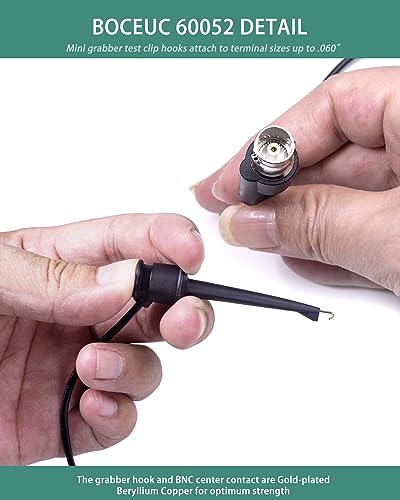 Image of BNC Test Leads, BNC to Mini Grabber Test Clip, Test Lead Breakout Cable for Multimeter, 5A Current Rating, 2 Pack