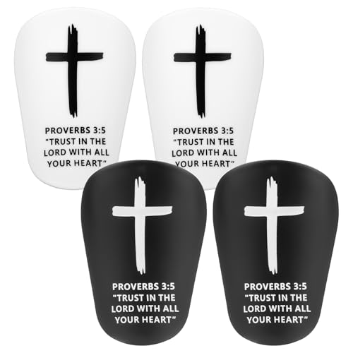 2 Pares Espinilleras Cristianas Fútbol, 8x5,5cm Miniespinilleras Fútbol con Cruz y Versículo Bíblico para Niños y Adultos Equipo Deportivo Protector Fe Religiosa