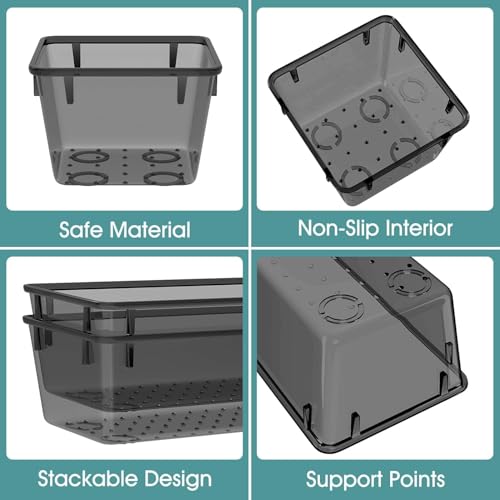 Image of mechdel Drawer Organizer Set /Bathroom and Dressing Table Trays /Cosmetic Display /Bathroom Cosmetic Organizers /Unbreakable Drawer Organizer /Drawer Divider Tray (Black, (6 x 6) -6PCS)