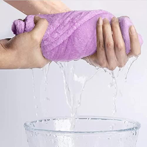 Image of Microfiber Hair Towel Wrap Absorbent Towel Hair-Drying Bathrobe Magic Hair Warp Towel Super Quick-Drying Microfiber Soft Bath Towel Hair Dry Cap Salon Towel (Purple)