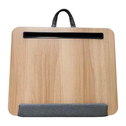 Vsenkes リストレスト付きラップノートパソコンデスク、車用ポータブル旅行用コンピュータスタンドテーブルタブレットスロット、寮での勉強、描画、工作、ソファ