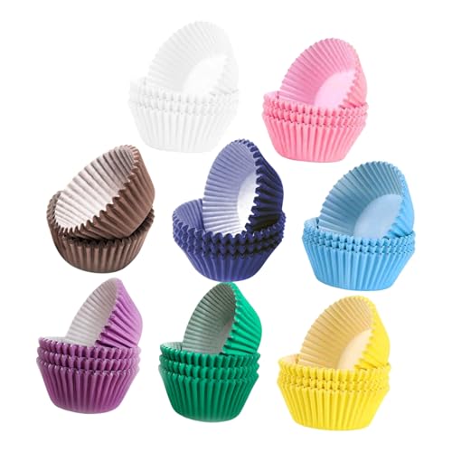 GLEAVI 800 piezas Unidades Moldes de Papel para Cupcakes Coloridos Desechables con Base Reforzada para Hornear Magdalenas y Postres Fiestas y Celebraciones