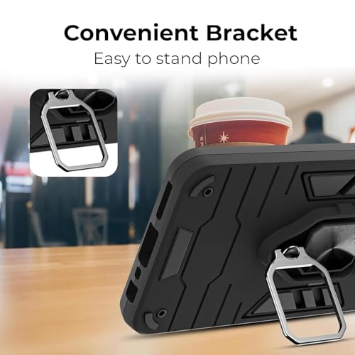 Image of AIBEX Armor Back Cover Compatible for Redmi A5 / Poco C71| Rugged Shockproof Case with Ring Holder & Kickstand | Military-Grade Protection | Magnetic Car Mount Compatible