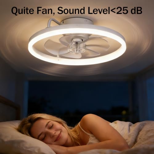 TCL 20 Inch Low Profile Ceiling Fan with Light, White - image 6