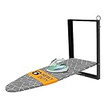 Xabitat Wall Mounted Ironing Board, 36.2' X 12.2' Compact Mount Fold Down Iron Board for Small Spaces, Space Saving with Cotton Fabric Cover, Black and Grey