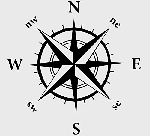 Compass Motorhome Caravan Car Sticker Compass Rose Wind Rose 35/3 (Silver Grey Gloss, 30 x 30 cm)