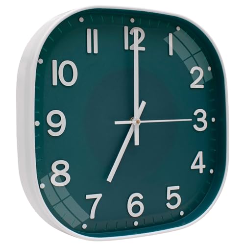 Image of TEKCOOL Plastic Analogue Wall Clock 12 inch Silent Quartz Decorative Wall Clock Non-Ticking Classic Clock Battery Operated Round Easy to Read for Room /Home /Kitchen /Bedrom /Office /School.Green White-
