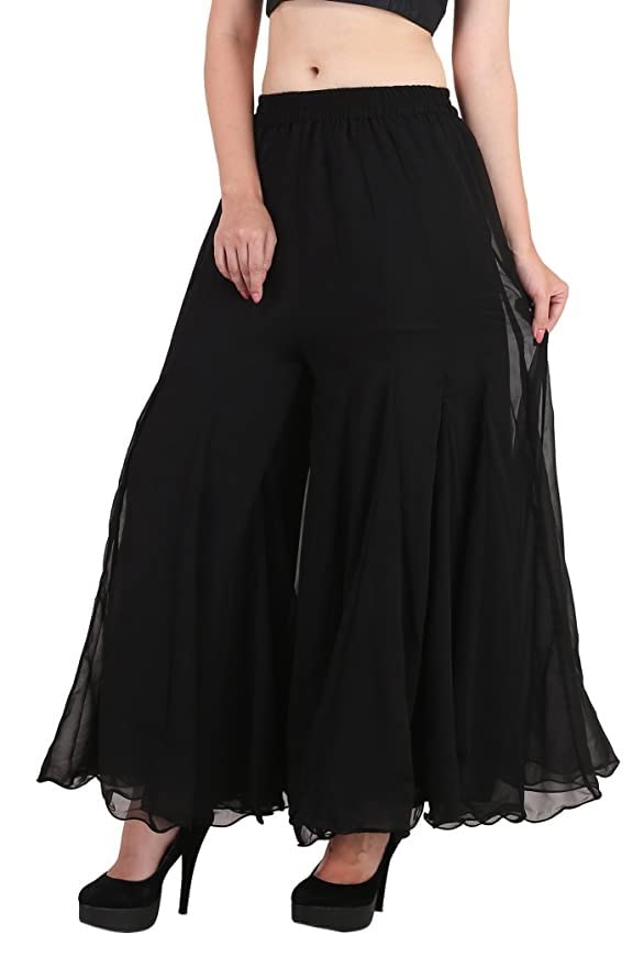 sharara Black Kali Flowy sharara for Women | Wide-Leg Sheer Fabric Trousers for Casual, Festive-picture-50