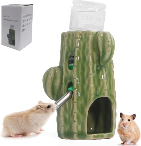 Kelivi Hamster Wasserflasche Mit Ständer, 2-in-1 Verstellbare Hamster Trinkflasche, 80 ml, Meerschweinchen Trinkflasche für Glastank. Kein Tropfen, Kaufest. Mäuse, Ratten