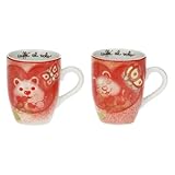 thun, set di 2 mug quokka love in porcellana decorata a mano, linea quokka love, capacità 300 ml