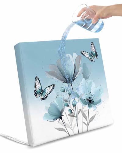 Hokiten Spring Tulip Outdoor Cushion Chair Cover Set of 2 - Waterproof Couch Seat Covers, Pastoral Rustic Chic Butterfly Floral Patio Furniture Protector Cushions Slipcovers for Sofa/RV, 20