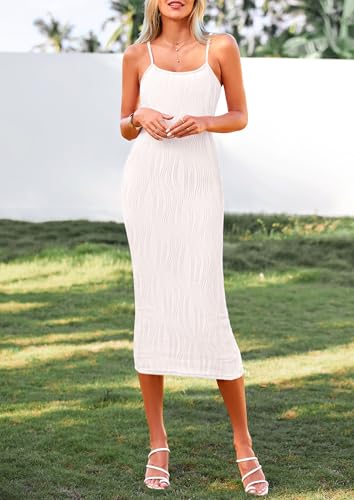 PRETTYGARDEN Women's 2025 Summer Sleeveless Bodycon Dress Textured Back Slit Sexy Cocktail Party Midi Dresses4