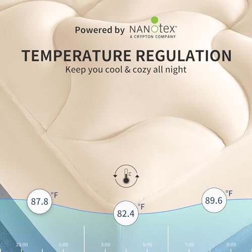 SLEEP ZONE Mattress Pad Twin Size, Elastic Fitted Mattress Protector for Kids, Deep Pocket 8~21 inch Mattress Topper, Machine Washable, Microfiber, Easy Care (Beige, Twin)