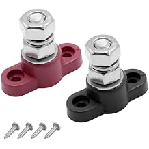 Osilly 2PCS 1/4" 12V Car Single Stud Battery Junction Posts Block, Heavy Duty Auto Power & Ground Junction Block, Insulated Power Distribution Terminals, Fit Car Marine Boat