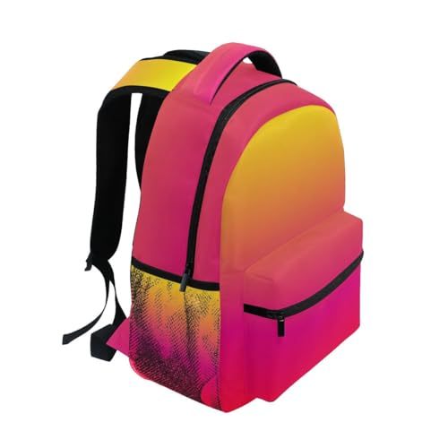 Orange Ren Gradient School Backpack, Ergonomic Comfort Fit Back Pack for School Girls, Name Tag, Stand Alone, M2