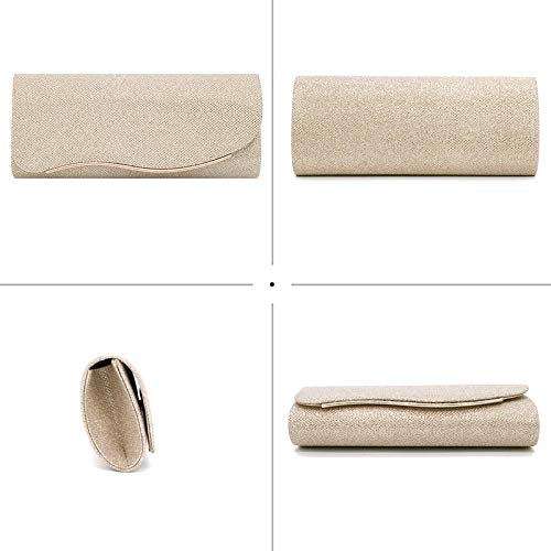 Image of Queena Womens Shiny Glitter Evening Clutch Envelope Handbag Chain Purse for Wedding Party Prom Gift for Mom Wife Girlfriend