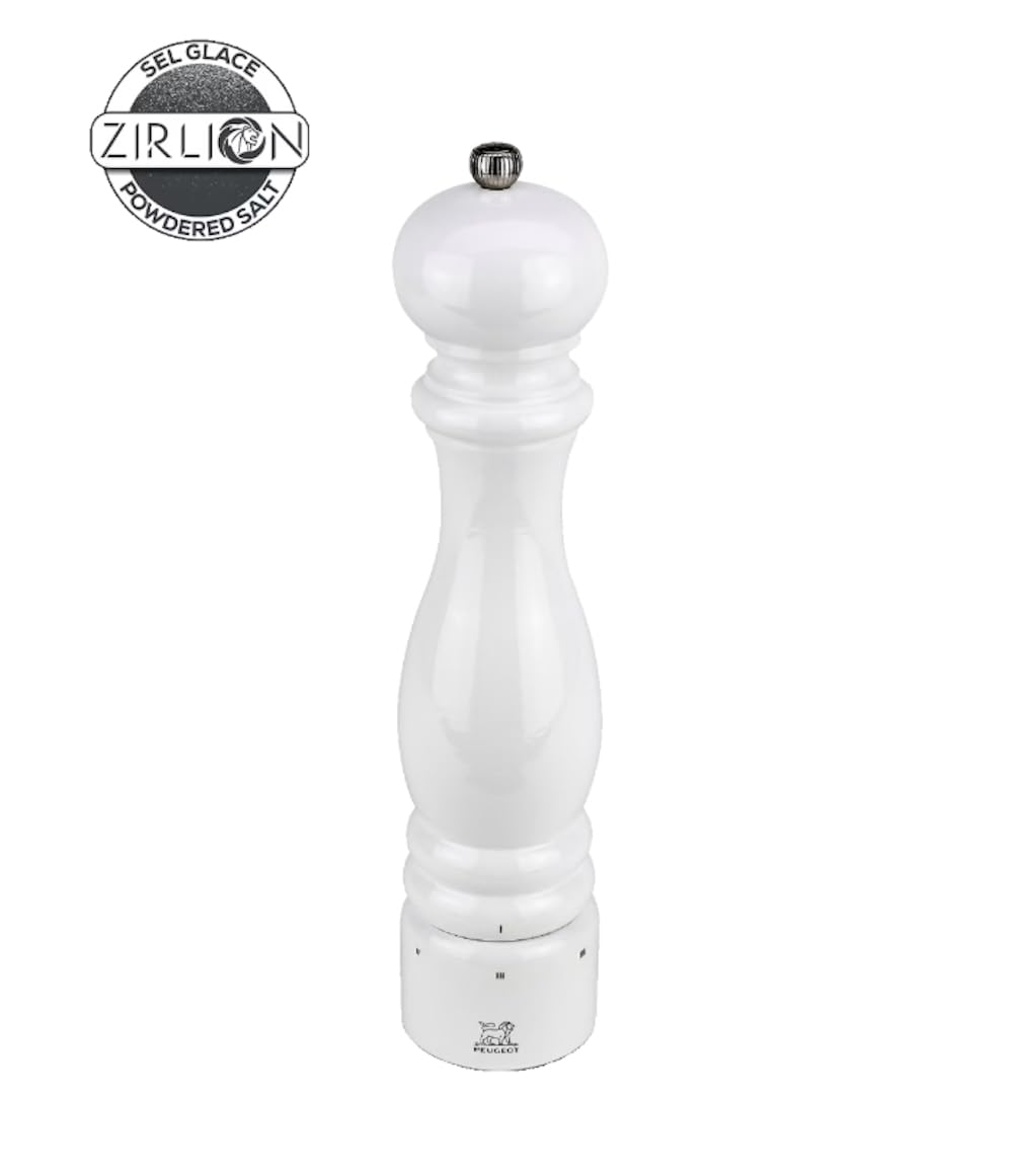 PEUGEOT - Salzmühle Paris u‘Select 30 cm - 6 voreingestellte Mahlgrade - Innovatives Zirlion-Mahlwerk für pulverfeines Salz - Aus PEFC-zertifiziertem Holz - Französisches Know-how - Weiß lackiert