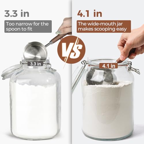 Image of ComSaf Large Glass Jars with Airtight Lids 1.1 Gallon 2 Pack Wide Mouth | BPA-free food-grade glass, wire clamp seal, wide mouth, 138 oz, bulk flour & sugar, rice, kimchi prep, large mason jar