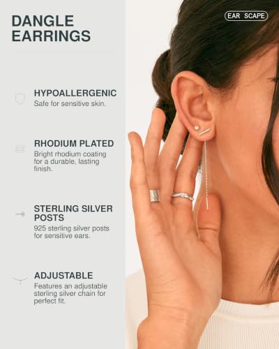 Image of PAVOI 14K Gold Plated Threader Earrings for Women, Statement Chain Earrings